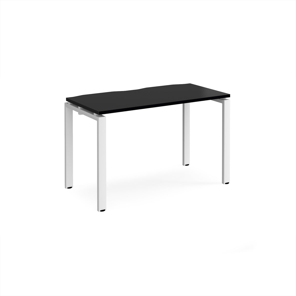 Adapt single desk 1200mm x 600mm - white frame, black top - view 1