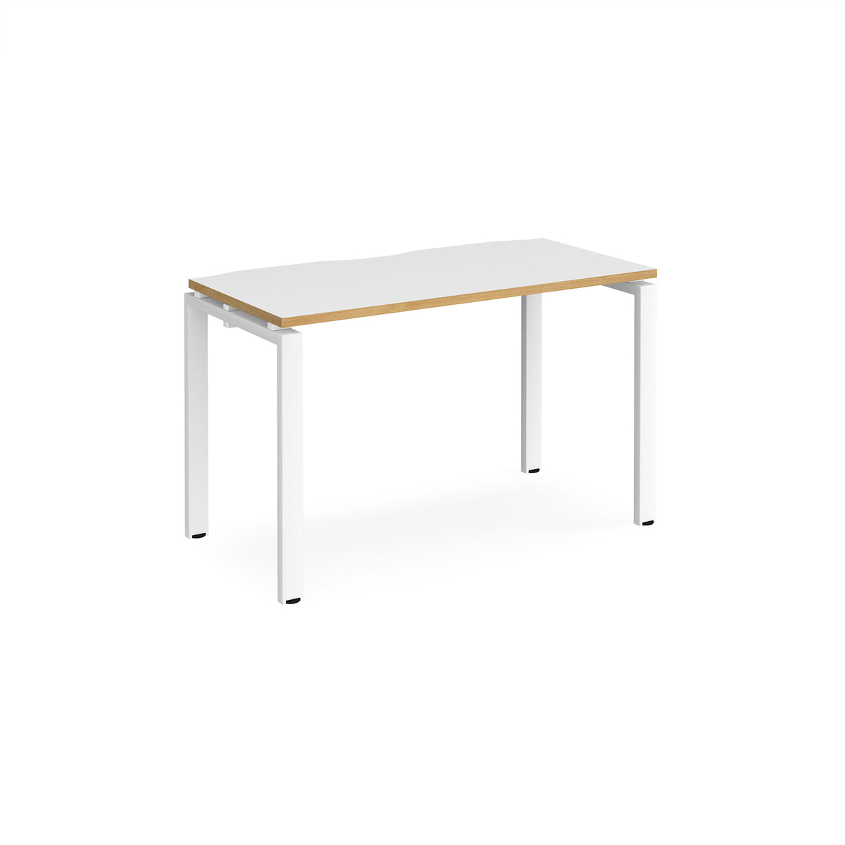 Adapt single desk 1200mm x 600mm - white frame, White Top with oak edging - view 1
