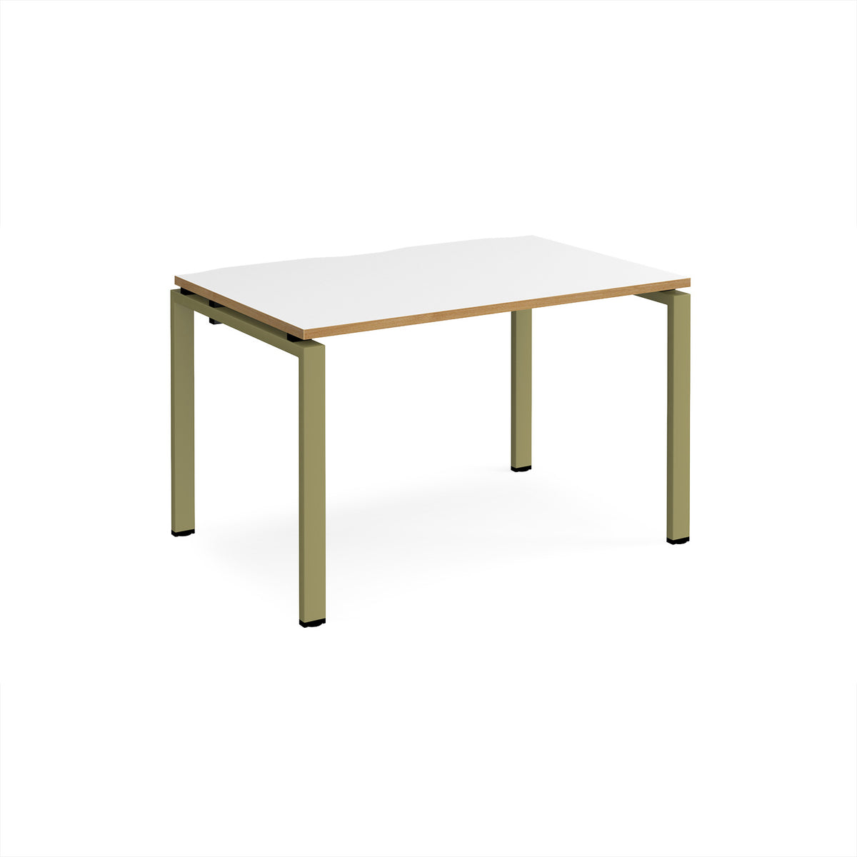 Adapt single desk 1200mm x 800mm - green frame, White Top, oak edge - view 1