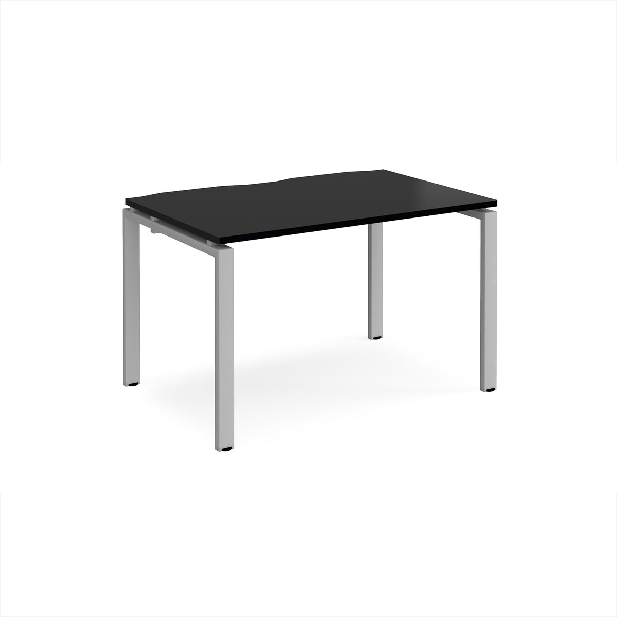 Adapt single desk 1200mm x 800mm - silver frame, black top - view 1