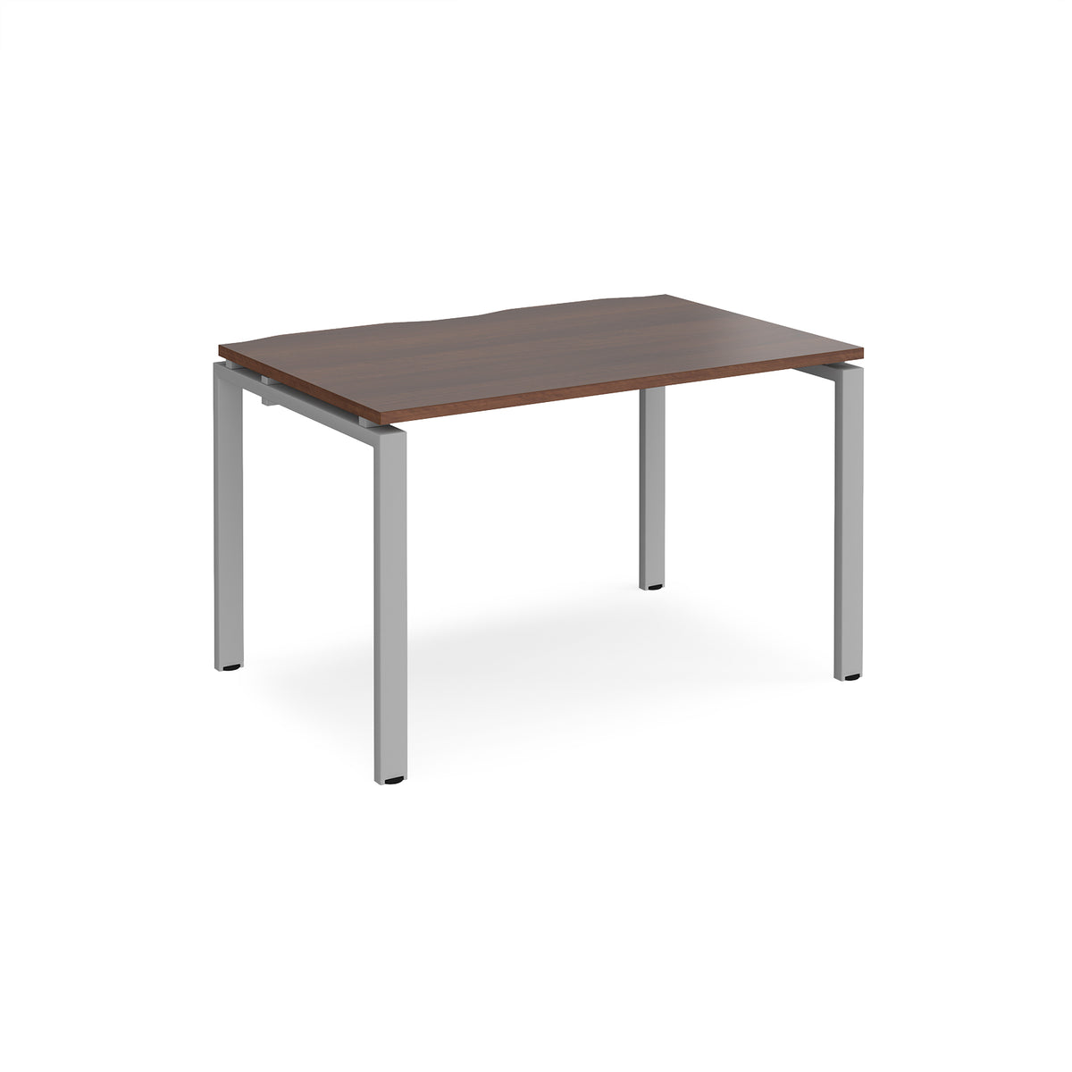 Adapt single desk 1200mm x 800mm - silver frame, Walnut top - view 1