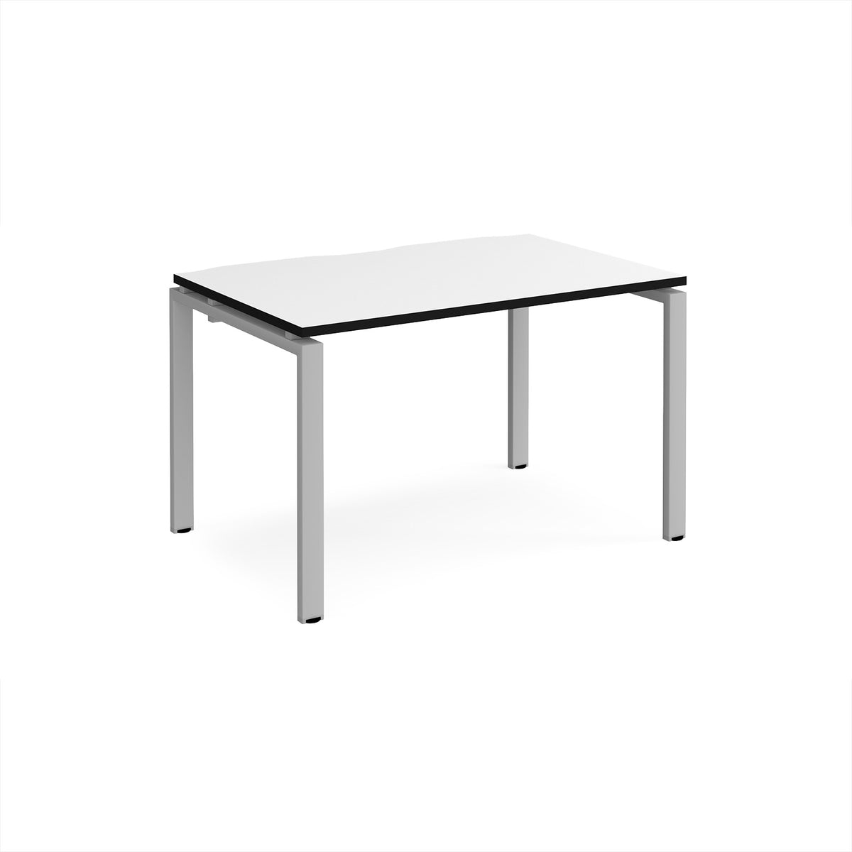 Adapt single desk 1200mm x 800mm - silver frame, White Top, black edge - view 1