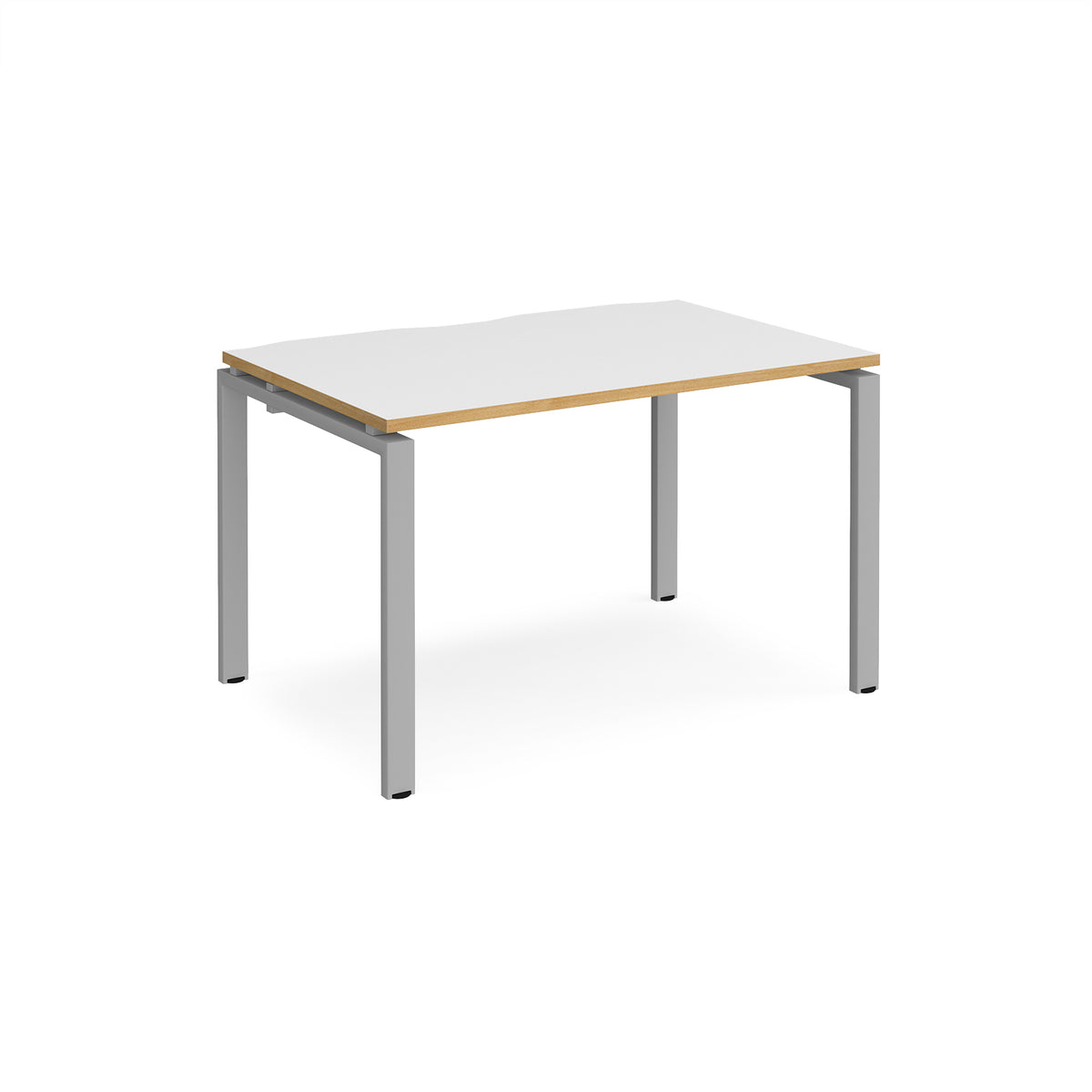 Adapt single desk 1200mm x 800mm - silver frame, White Top with oak edging - view 1