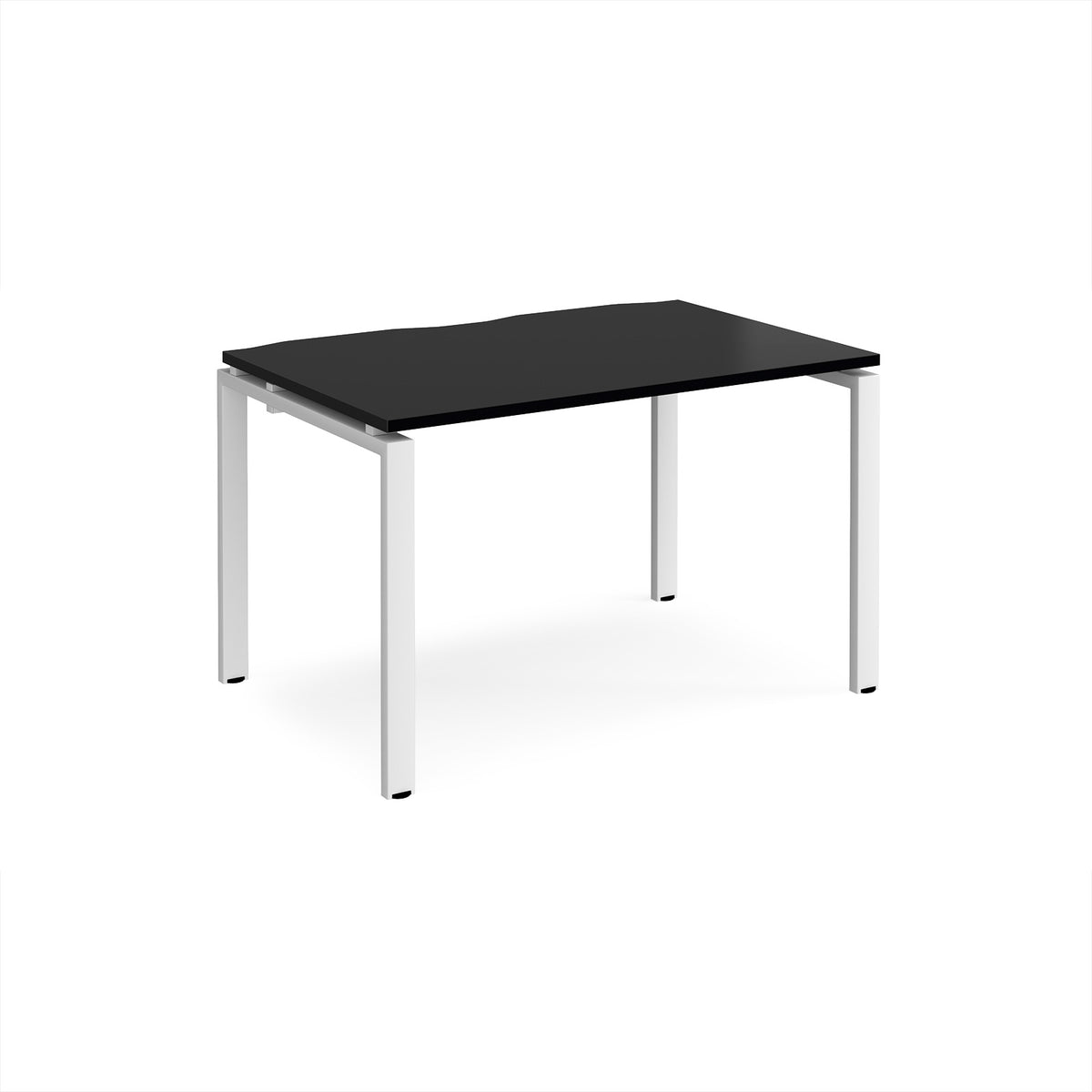 Adapt single desk 1200mm x 800mm - white frame, black top - view 1