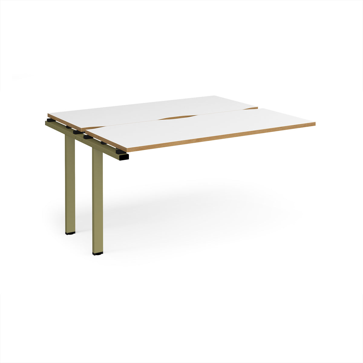 Adapt add on unit single 1400mm x 1200mm - green frame, White Top, oak edge - view 1