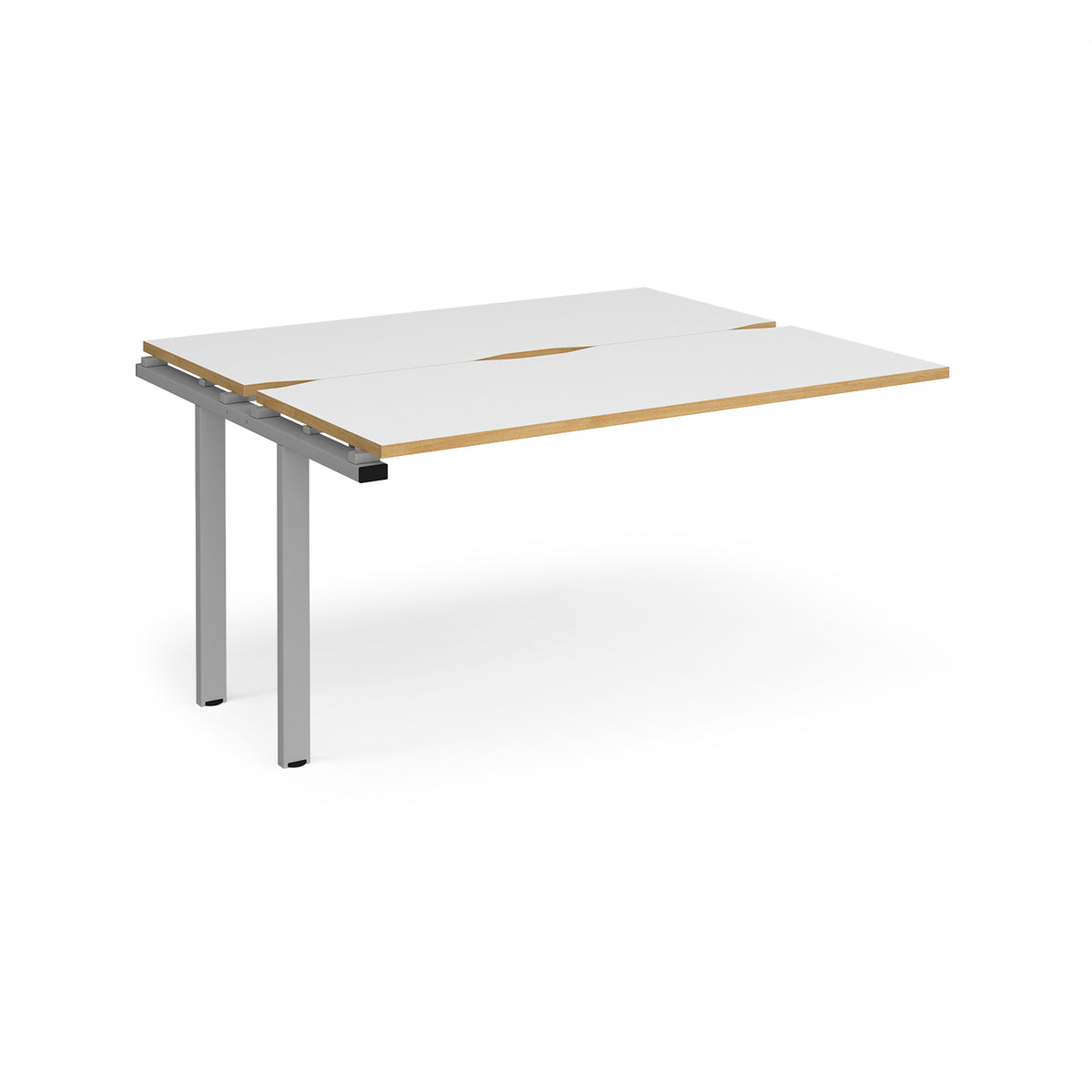 Adapt add on unit single 1400mm x 1200mm - silver frame, White Top with oak edging - view 1