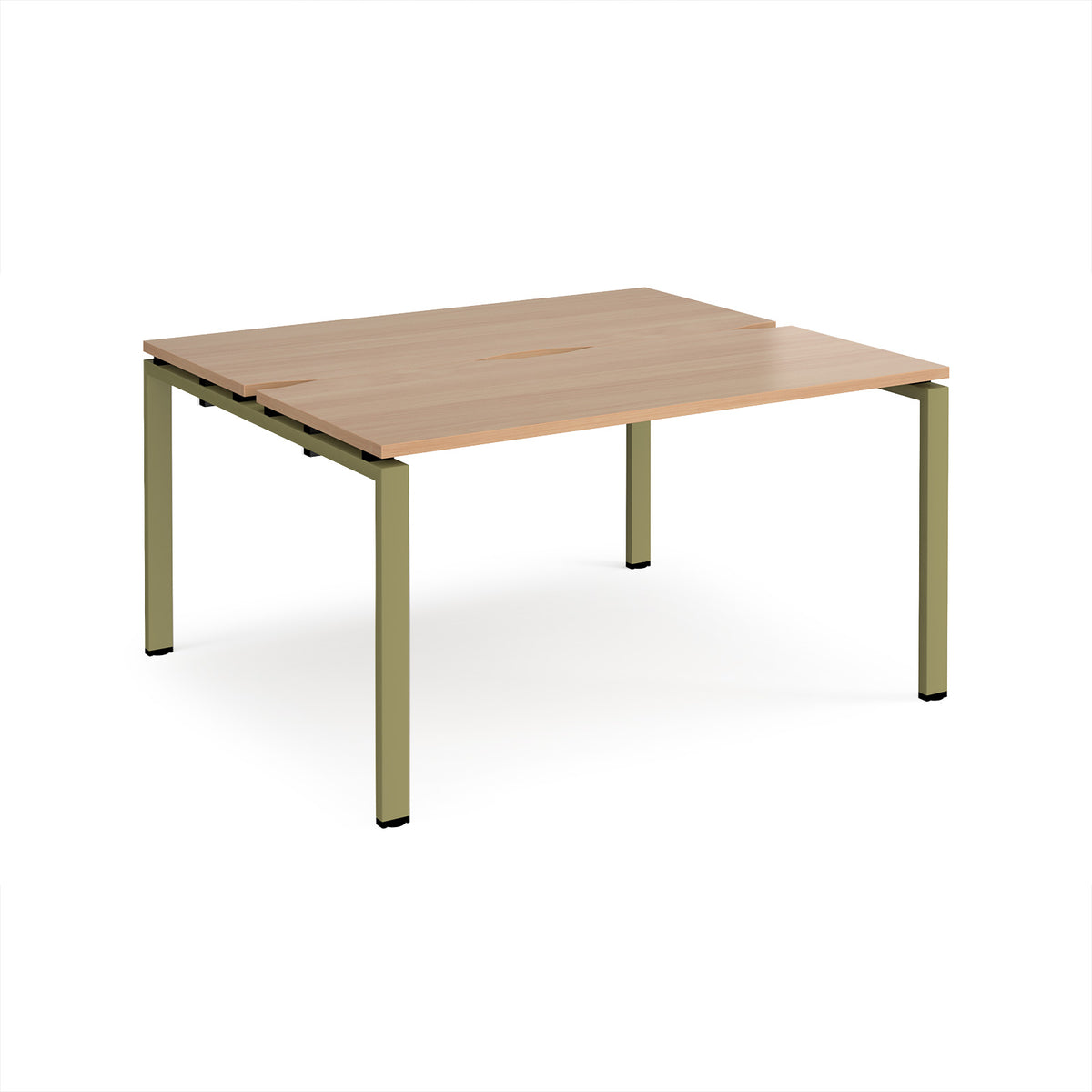 Adapt back to back desks 1400mm x 1200mm - green frame, Beech top - view 1