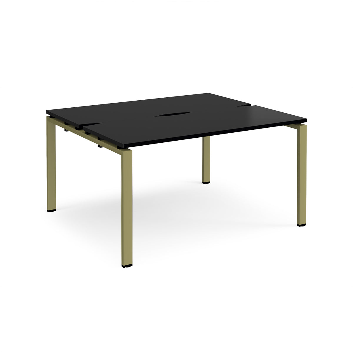 Adapt back to back desks 1400mm x 1200mm - green frame, black top - view 1