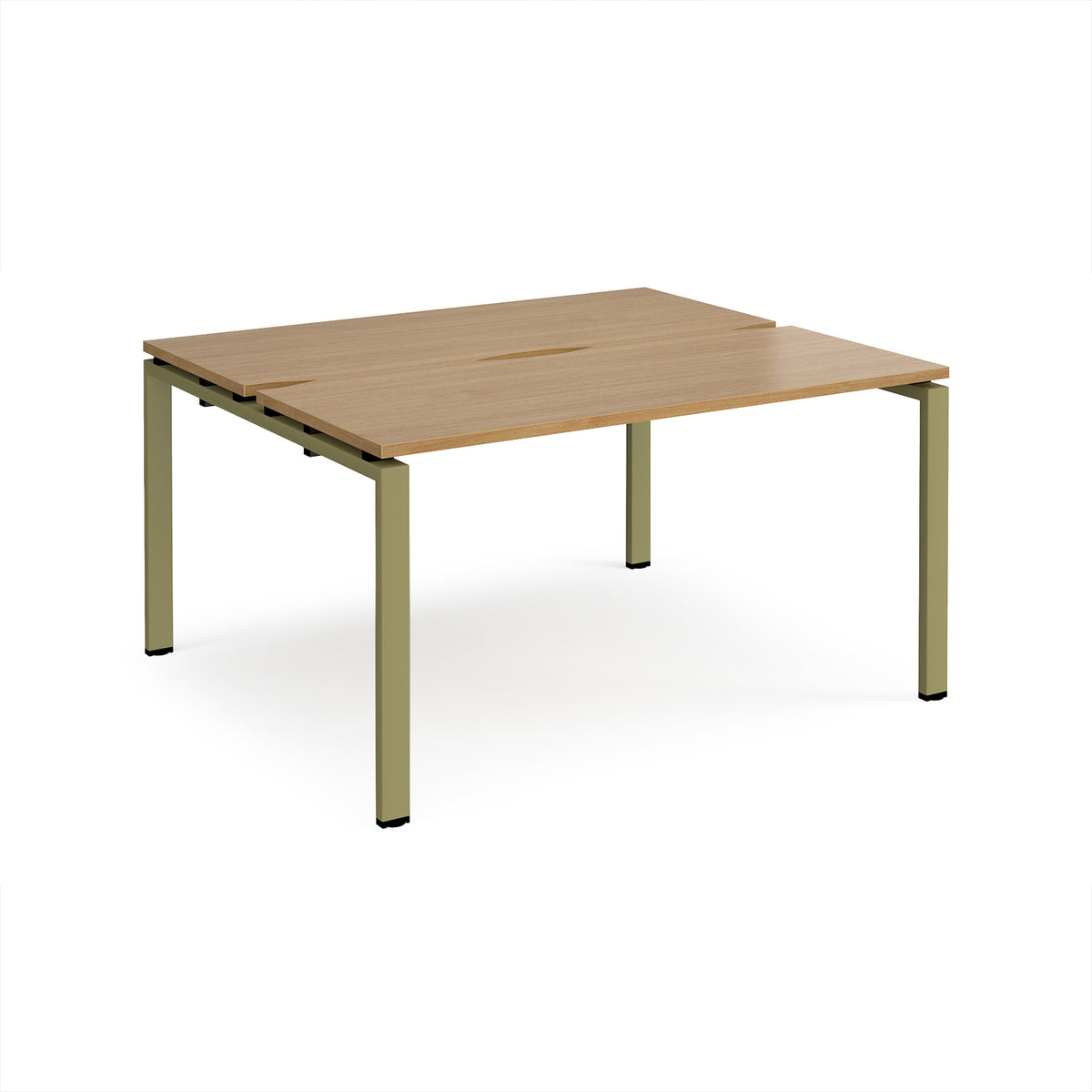 Adapt back to back desks 1400mm x 1200mm - green frame, Oak Top - view 1
