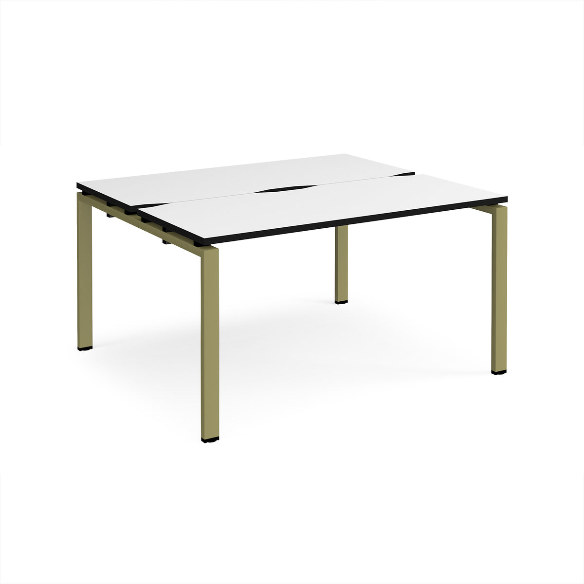 Adapt back to back desks 1400mm x 1200mm - green frame, White Top, black edge - view 1