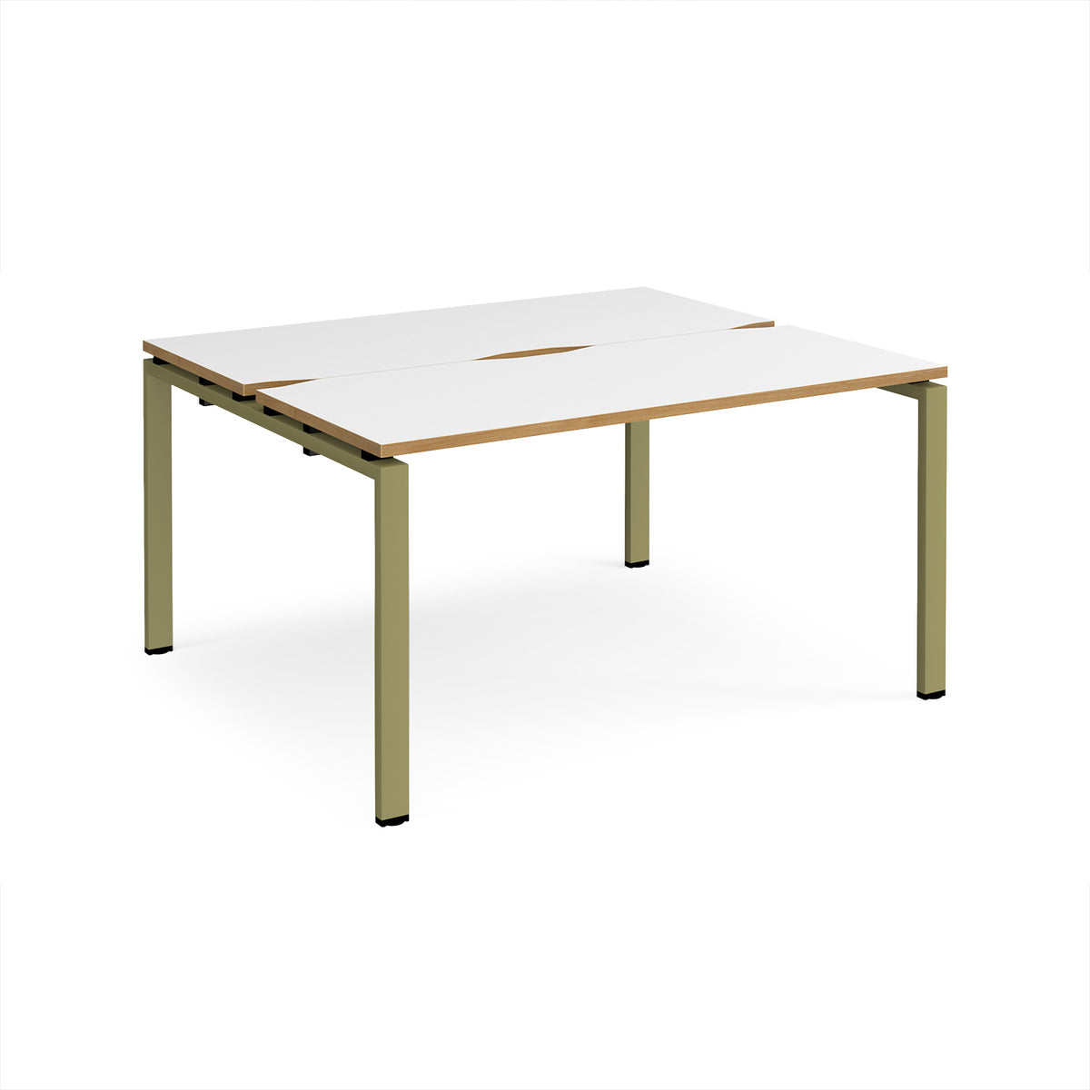 Adapt back to back desks 1400mm x 1200mm - green frame, White Top, oak edge - view 1