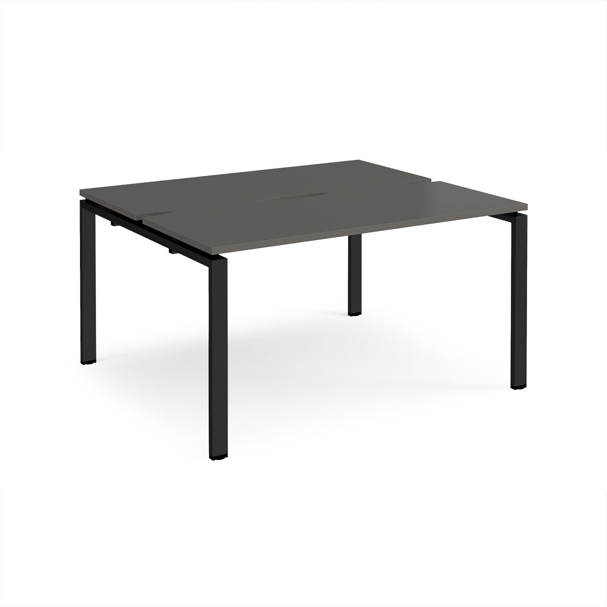 Adapt back to back desks 1400mm x 1200mm - black frame, storm grey top - view 1