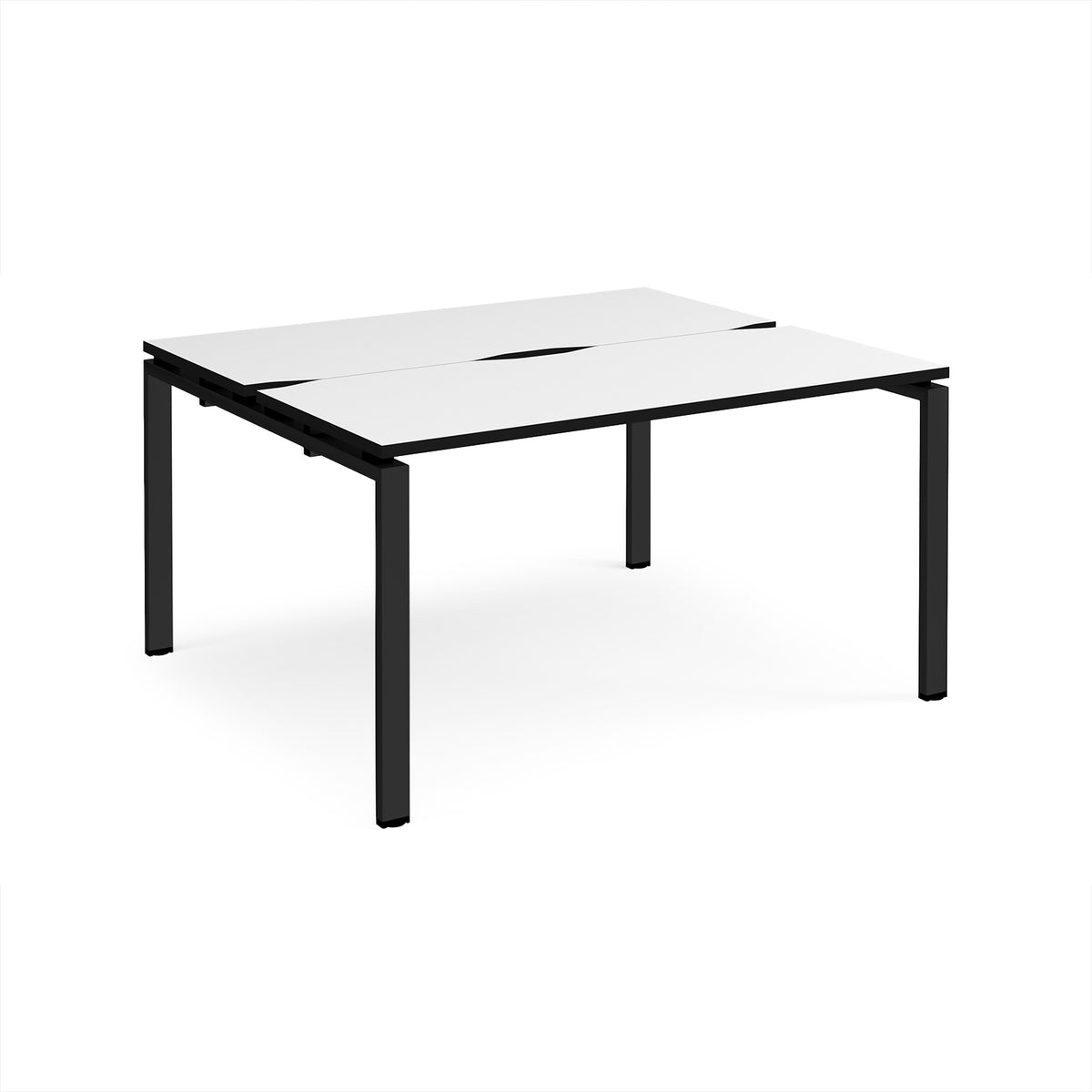 Adapt back to back desks 1400mm x 1200mm - black frame, White Top, black edge - view 1