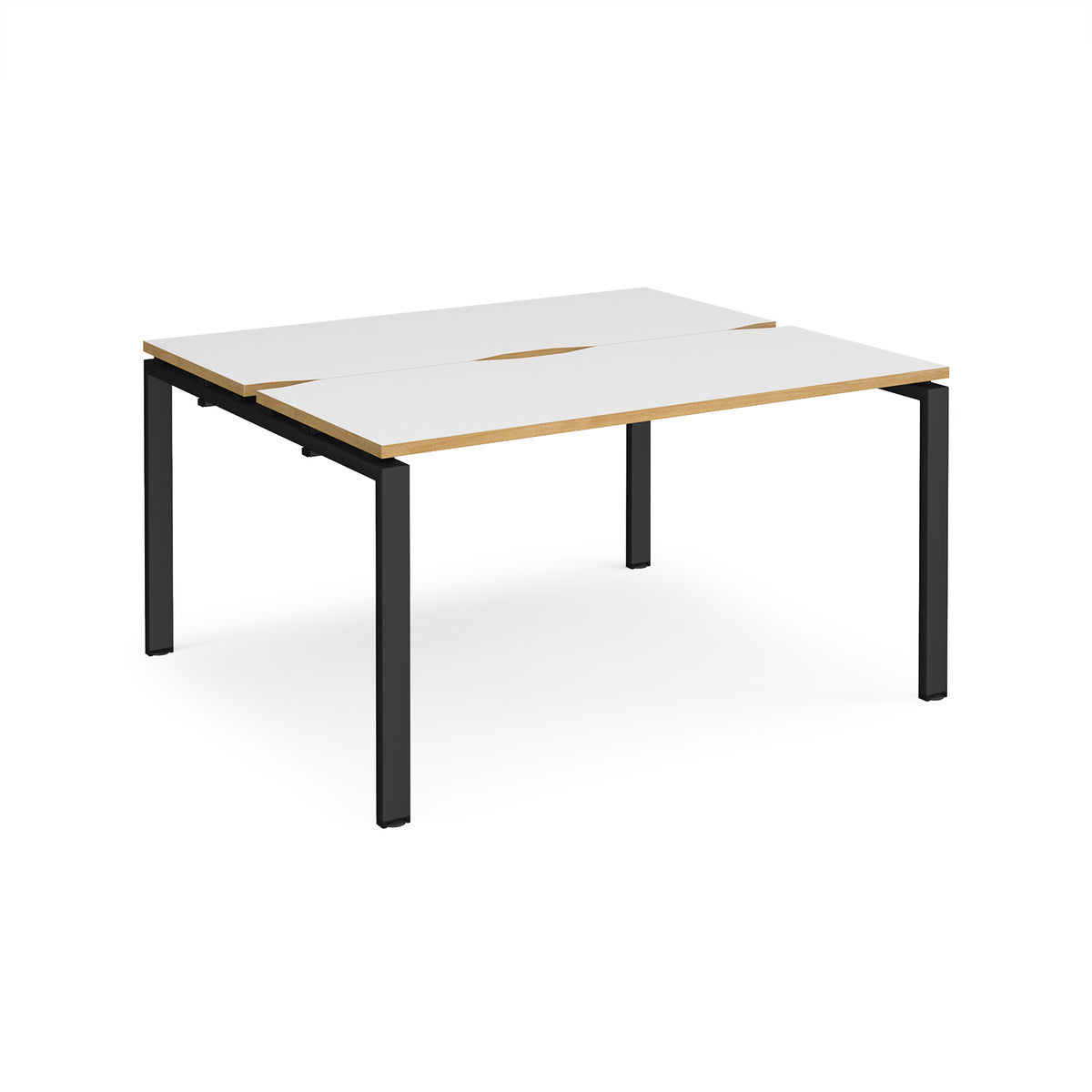 Adapt back to back desks 1400mm x 1200mm - black frame, White Top with oak edging - view 1