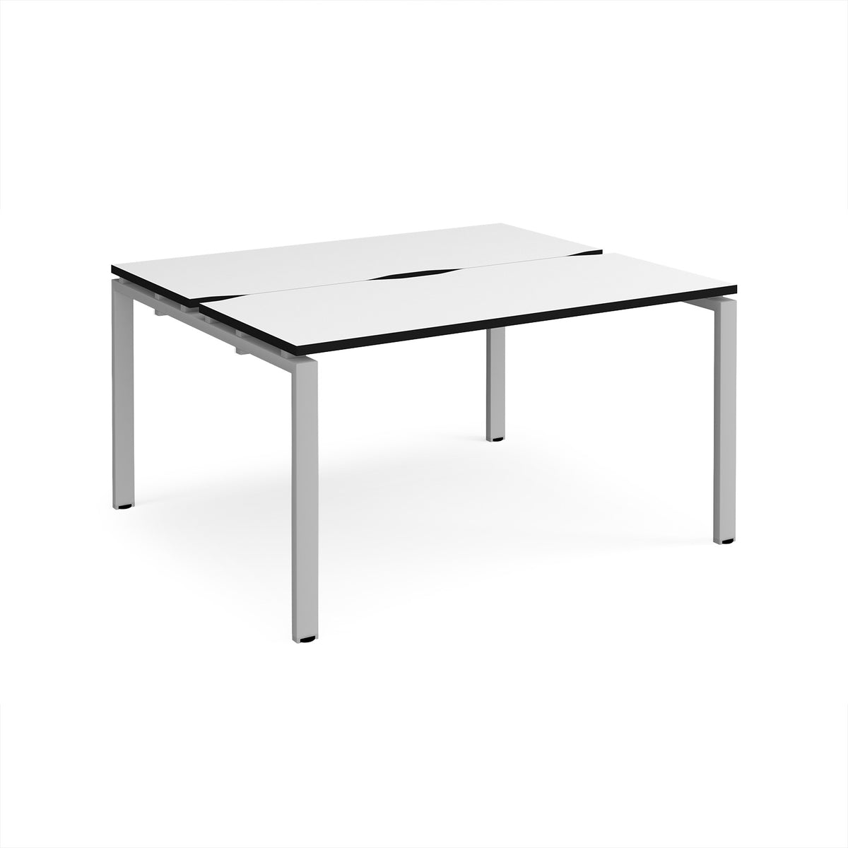 Adapt back to back desks 1400mm x 1200mm - silver frame, White Top, black edge - view 1