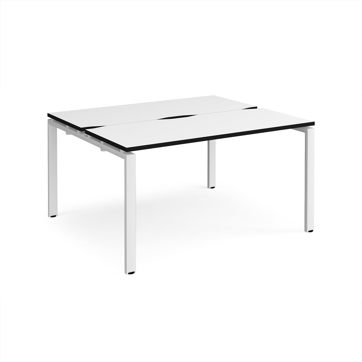Adapt back to back desks 1400mm x 1200mm - white frame, White Top, black edge - view 1