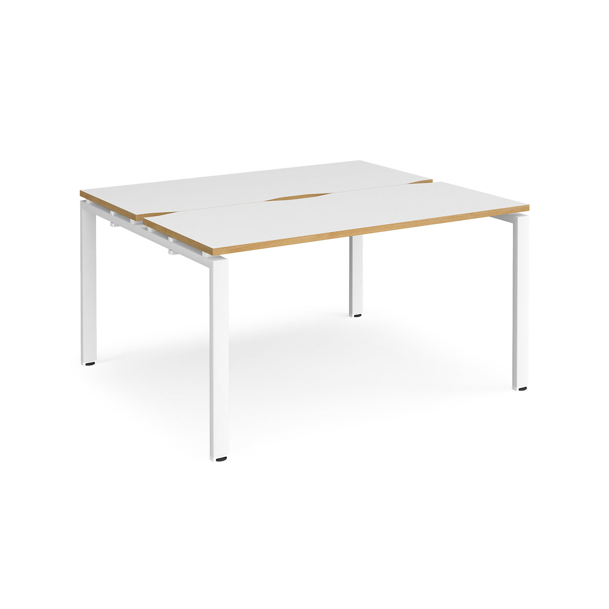Adapt back to back desks 1400mm x 1200mm - white frame, White Top with oak edging - view 1