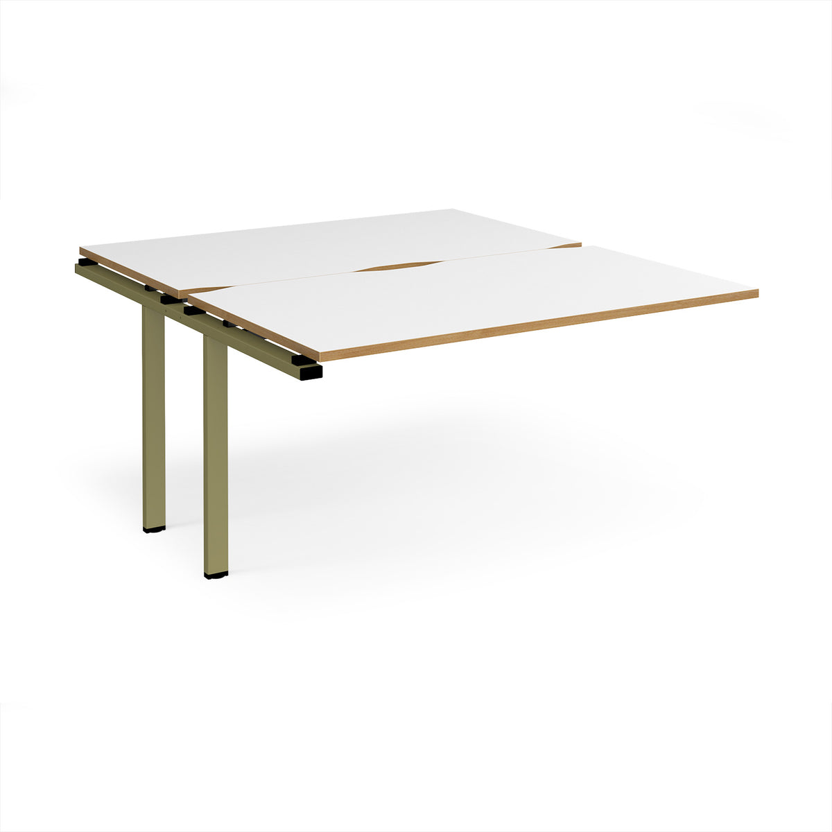 Adapt add on unit single 1400mm x 1600mm - green frame, White Top, oak edge - view 1