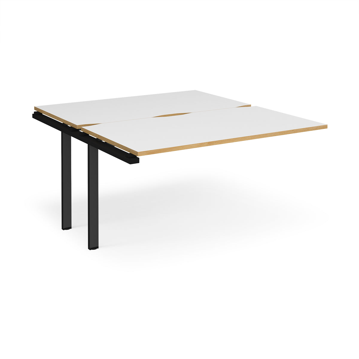 Adapt add on unit single 1400mm x 1600mm - black frame, White Top with oak edging - view 1