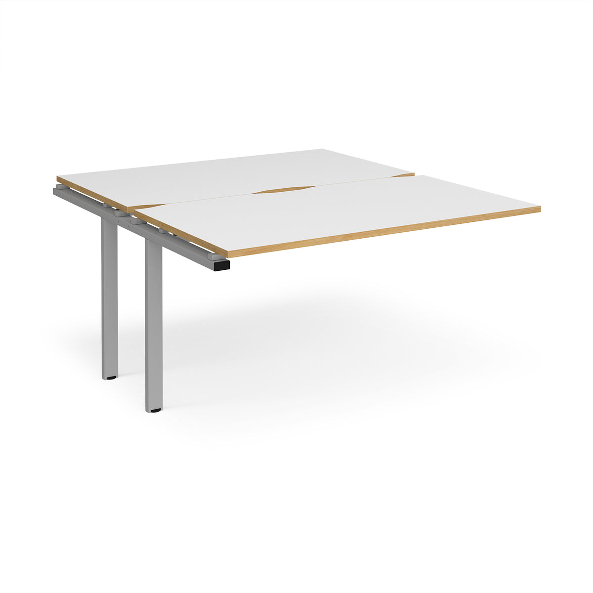 Adapt add on unit single 1400mm x 1600mm - silver frame, White Top with oak edging - view 1