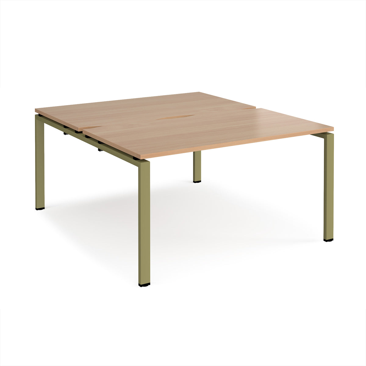Adapt back to back desks 1400mm x 1600mm - green frame, Beech top - view 1