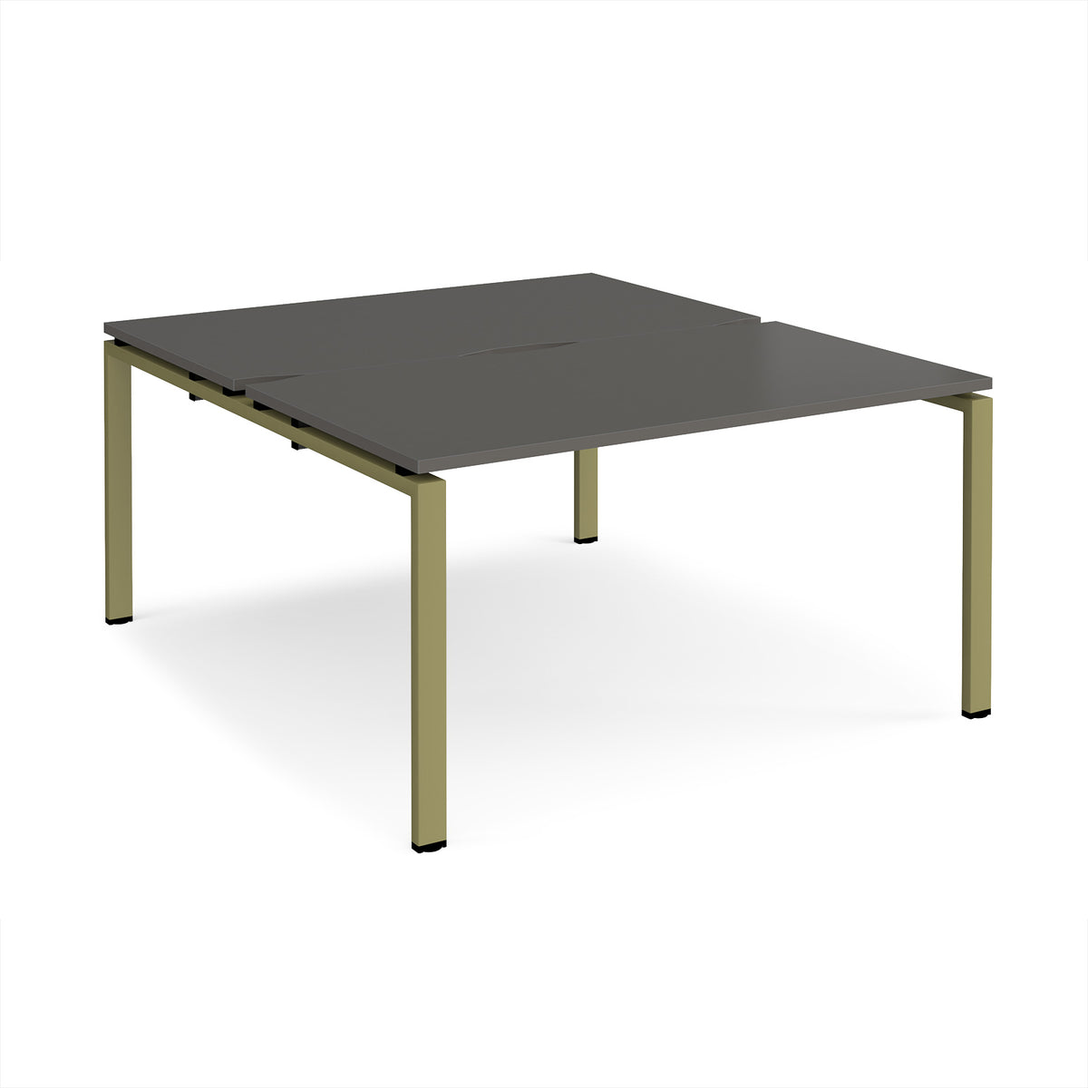 Adapt back to back desks 1400mm x 1600mm - green frame, storm grey top - view 1