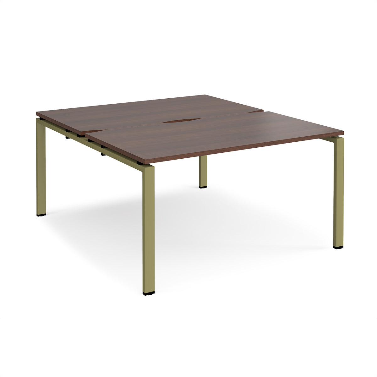 Adapt back to back desks 1400mm x 1600mm - green frame, Walnut top - view 1