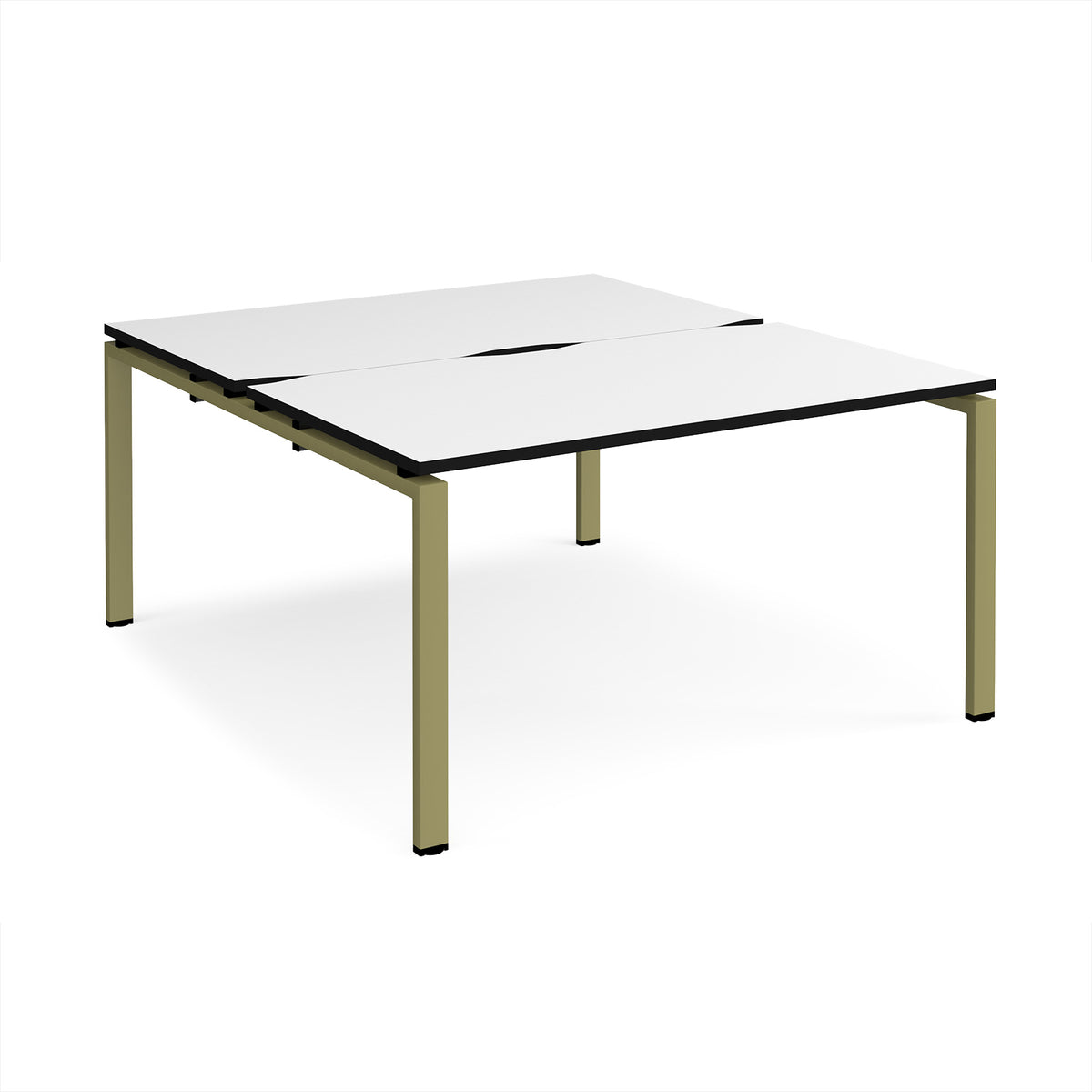 Adapt back to back desks 1400mm x 1600mm - green frame, White Top, black edge - view 1