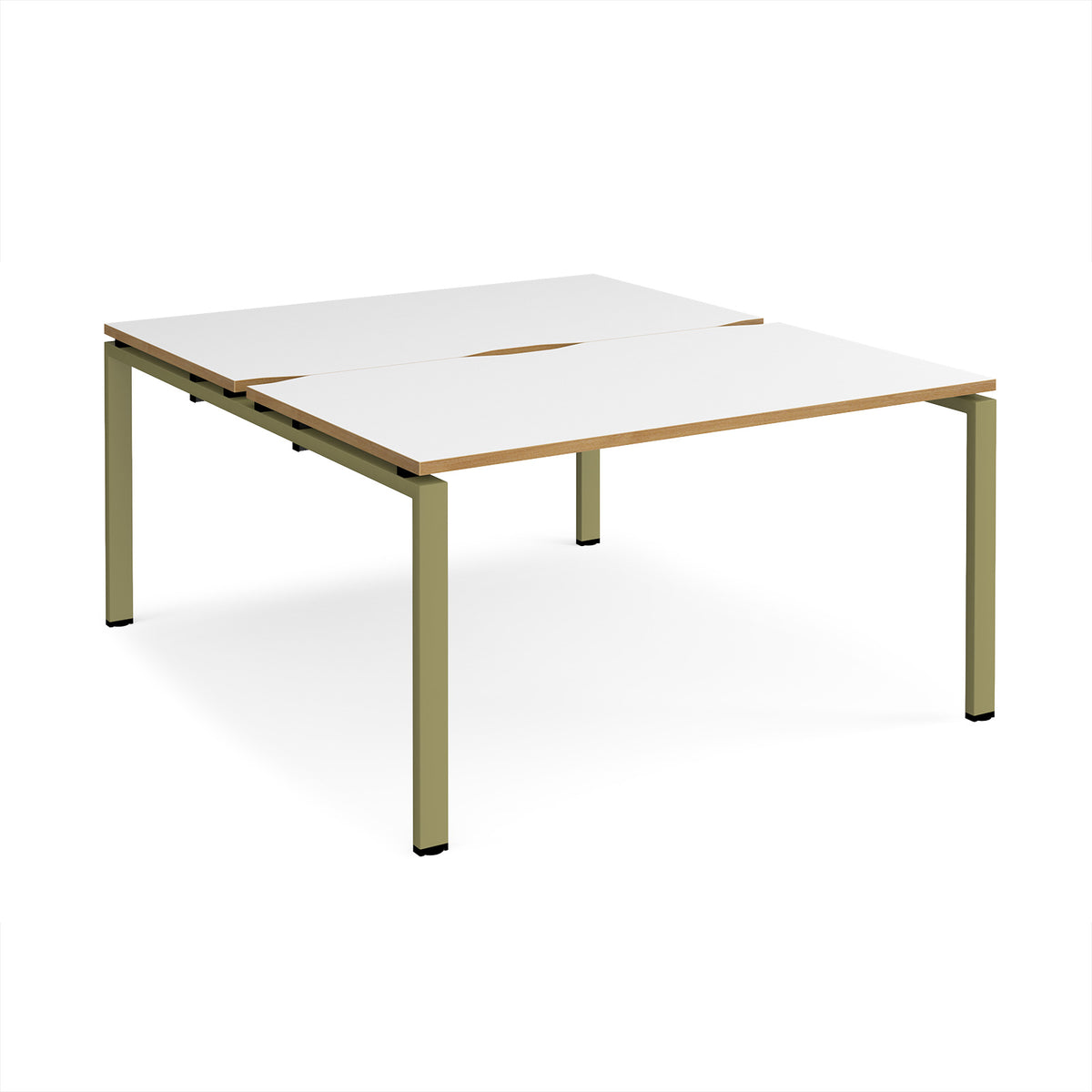 Adapt back to back desks 1400mm x 1600mm - green frame, White Top, oak edge - view 1