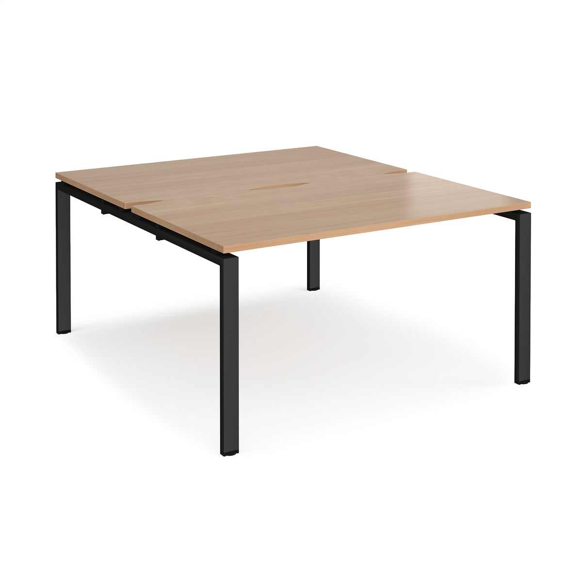 Adapt back to back desks 1400mm x 1600mm - black frame, Beech top - view 1