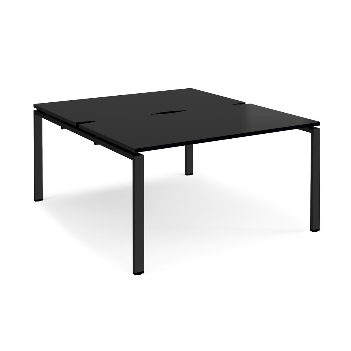 Adapt back to back desks 1400mm x 1600mm - black frame, black top - view 1