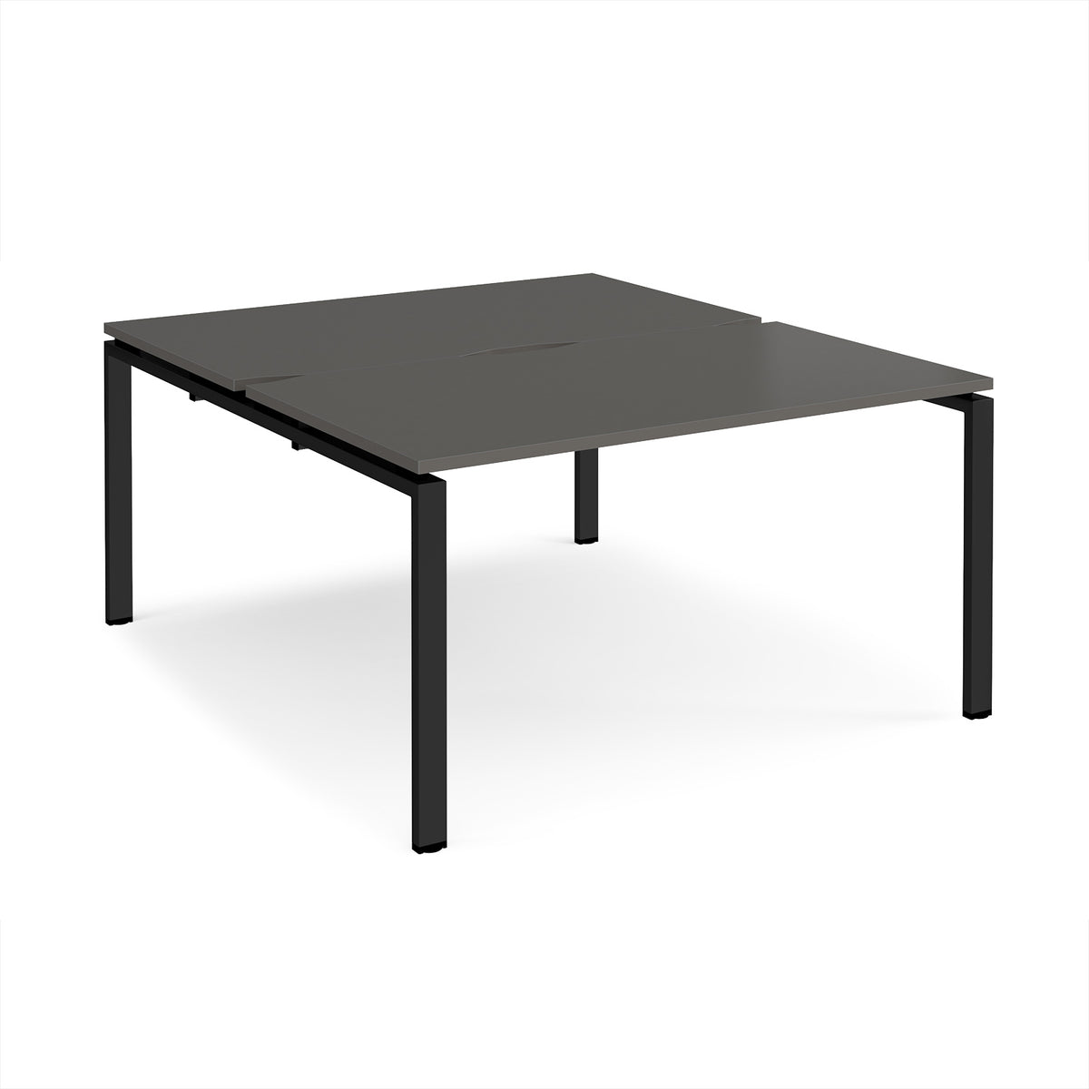 Adapt back to back desks 1400mm x 1600mm - black frame, storm grey top - view 1