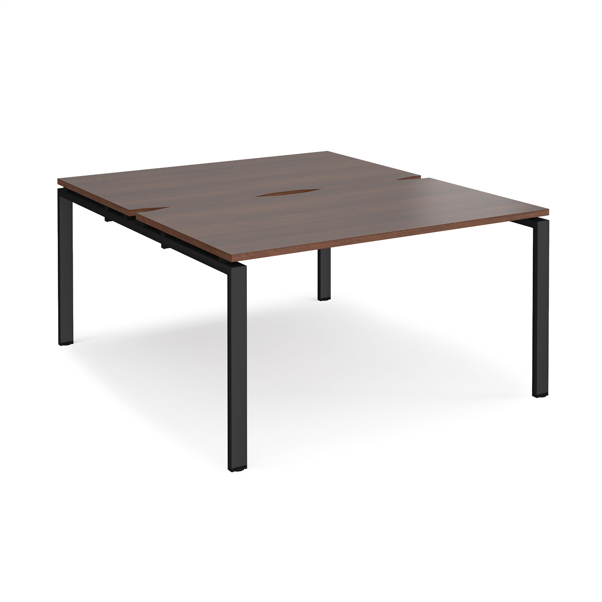 Adapt back to back desks 1400mm x 1600mm - black frame, Walnut top - view 1