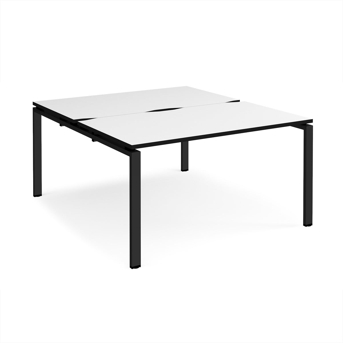 Adapt back to back desks 1400mm x 1600mm - black frame, White Top, black edge - view 1