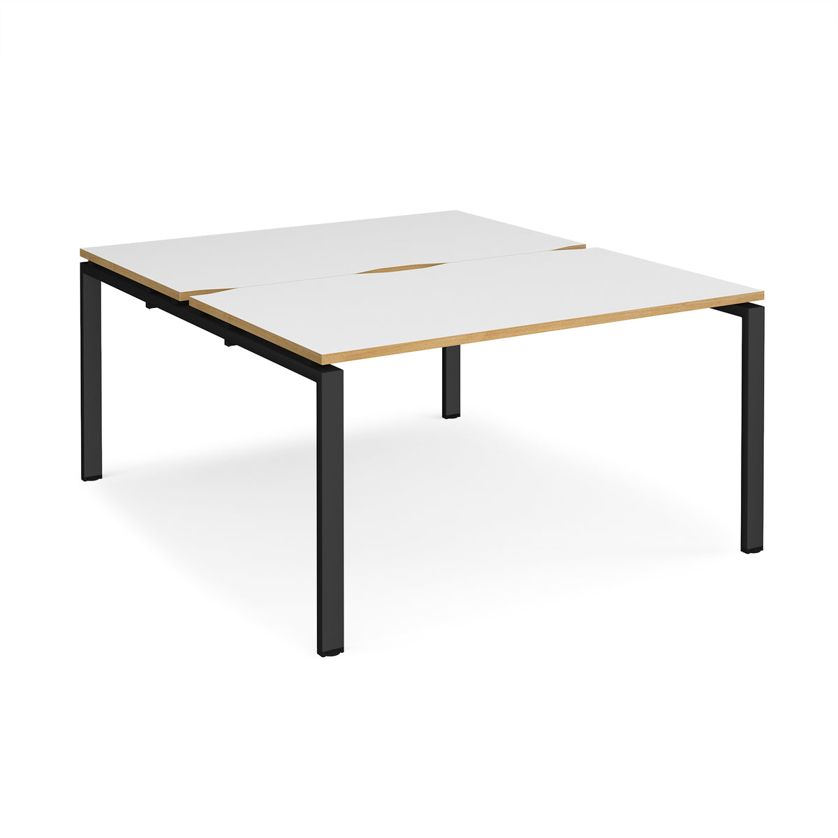Adapt back to back desks 1400mm x 1600mm - black frame, White Top with oak edging - view 1