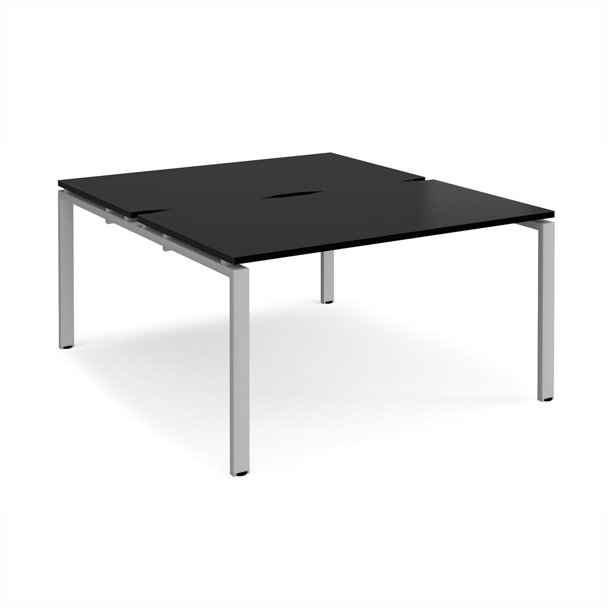 Adapt back to back desks 1400mm x 1600mm - silver frame, black top - view 1