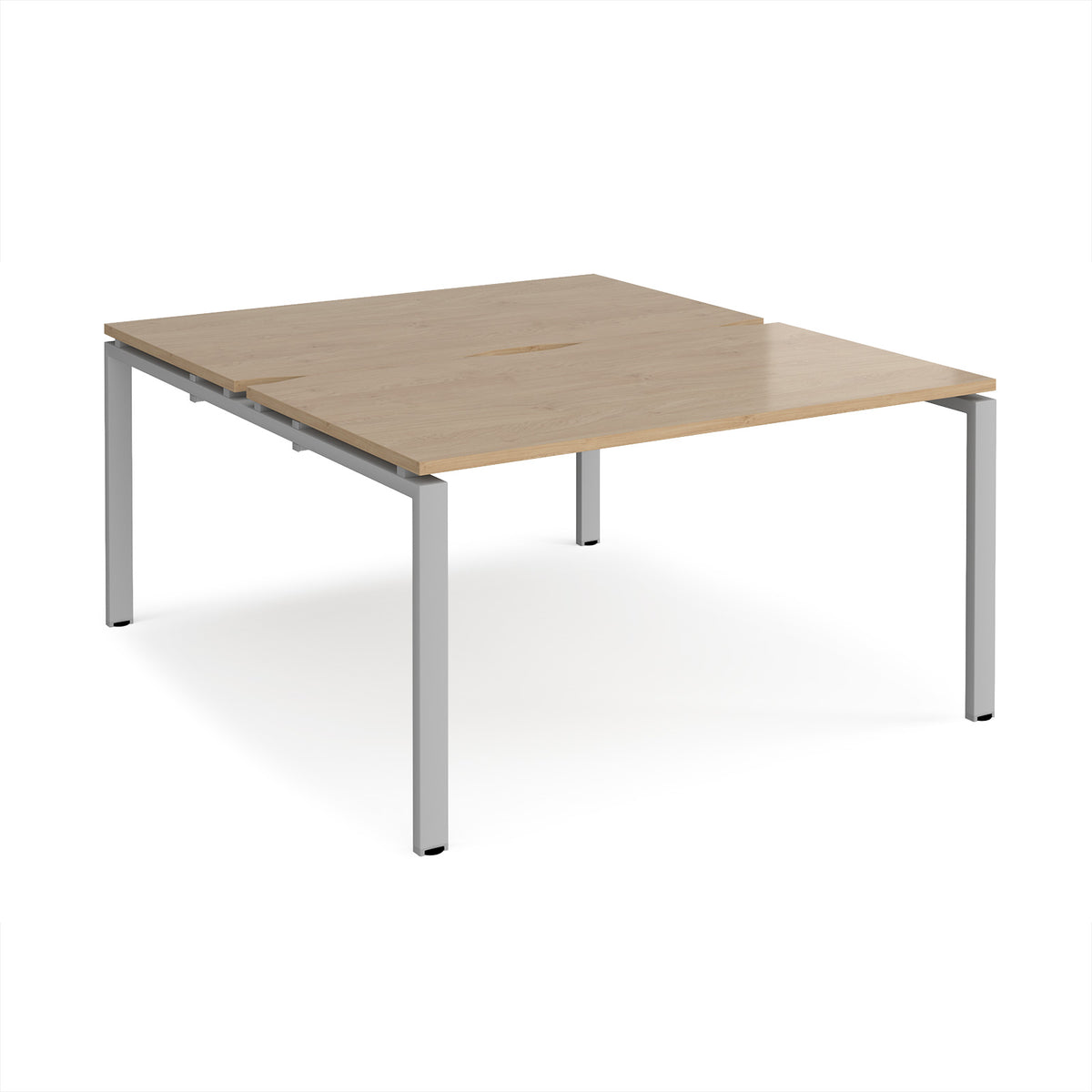 Adapt back to back desks 1400mm x 1600mm - silver frame, Kendal Oak Top - view 1