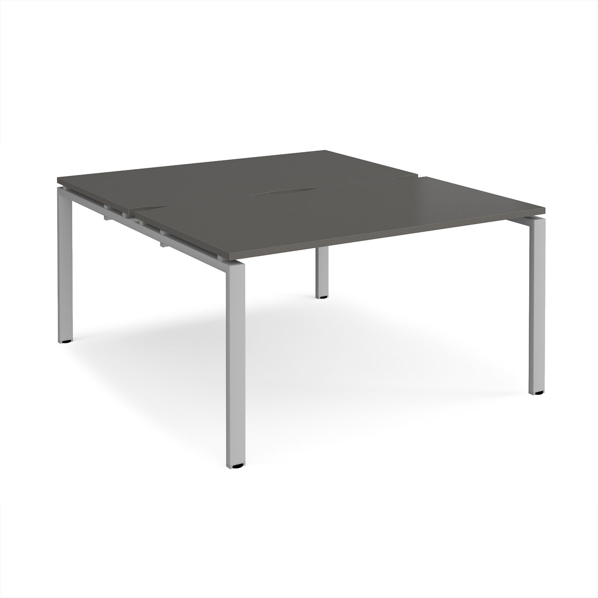 Adapt back to back desks 1400mm x 1600mm - silver frame, storm grey top - view 1