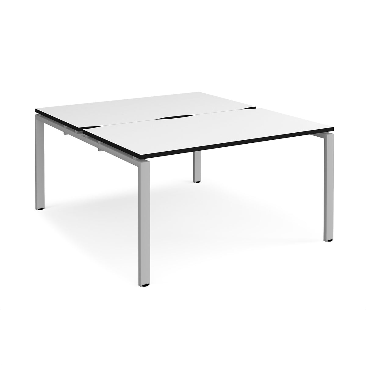 Adapt back to back desks 1400mm x 1600mm - silver frame, White Top, black edge - view 1