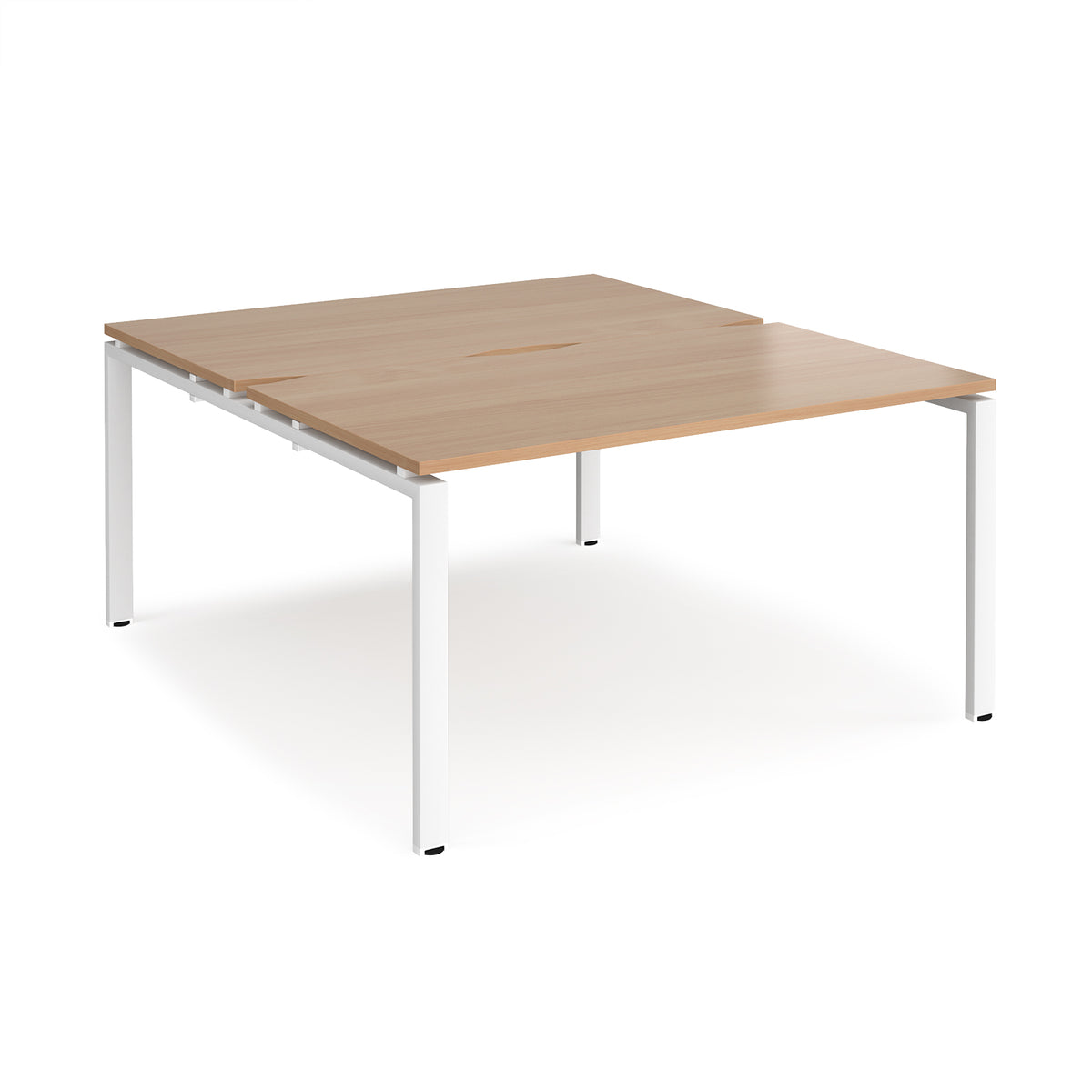 Adapt back to back desks 1400mm x 1600mm - white frame, Beech top - view 1