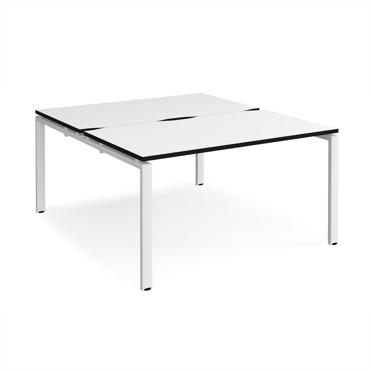 Adapt back to back desks 1400mm x 1600mm - white frame, White Top, black edge - view 1