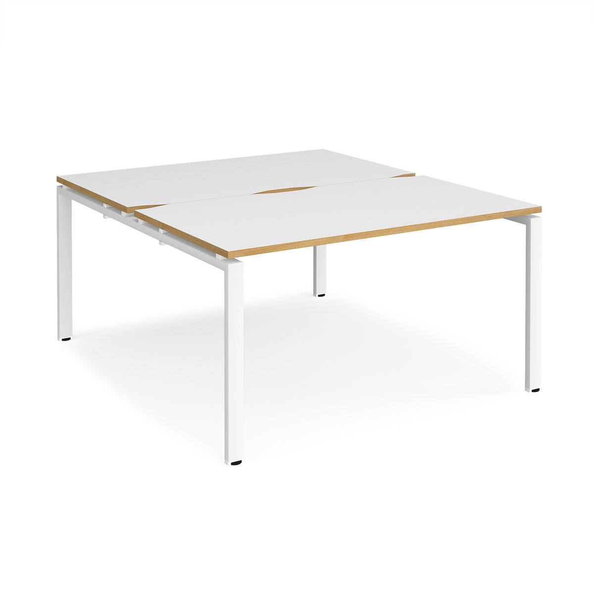 Adapt back to back desks 1400mm x 1600mm - white frame, White Top with oak edging - view 1