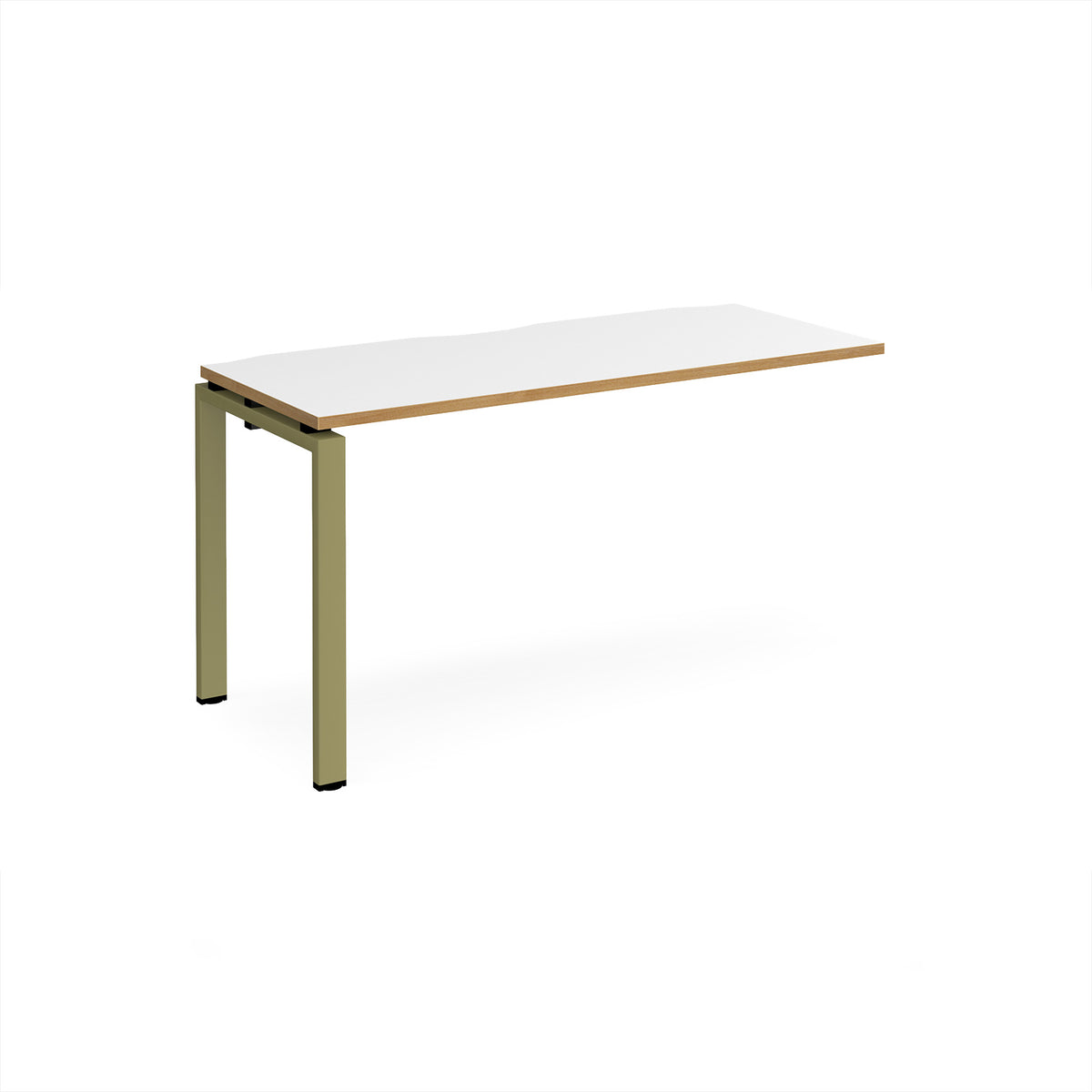 Adapt add on unit single 1400mm x 600mm - green frame, White Top, oak edge - view 1