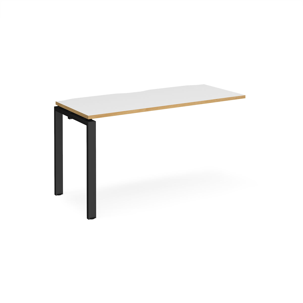 Adapt add on unit single 1400mm x 600mm - black frame, White Top with oak edging - view 1