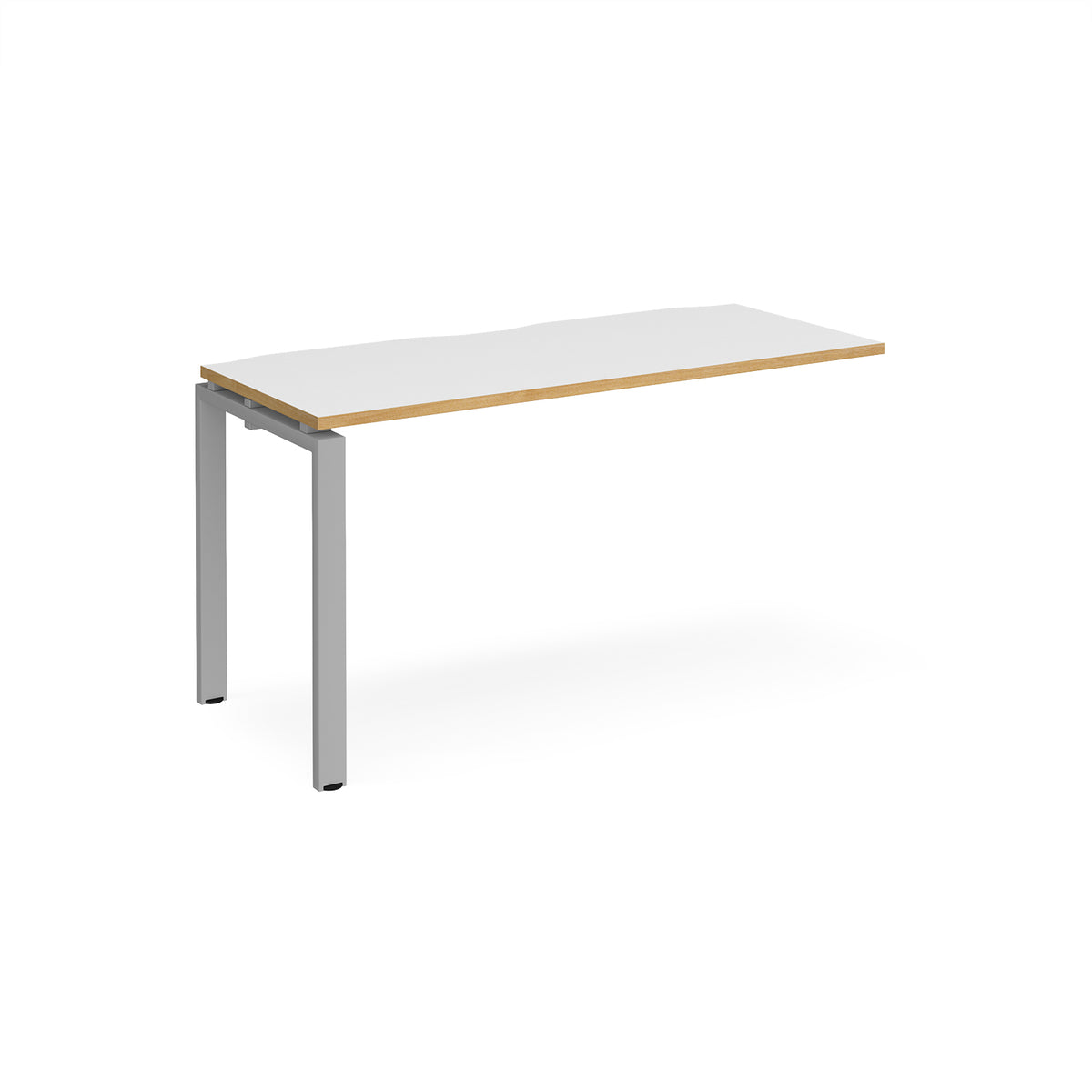Adapt add on unit single 1400mm x 600mm - silver frame, White Top with oak edging - view 1