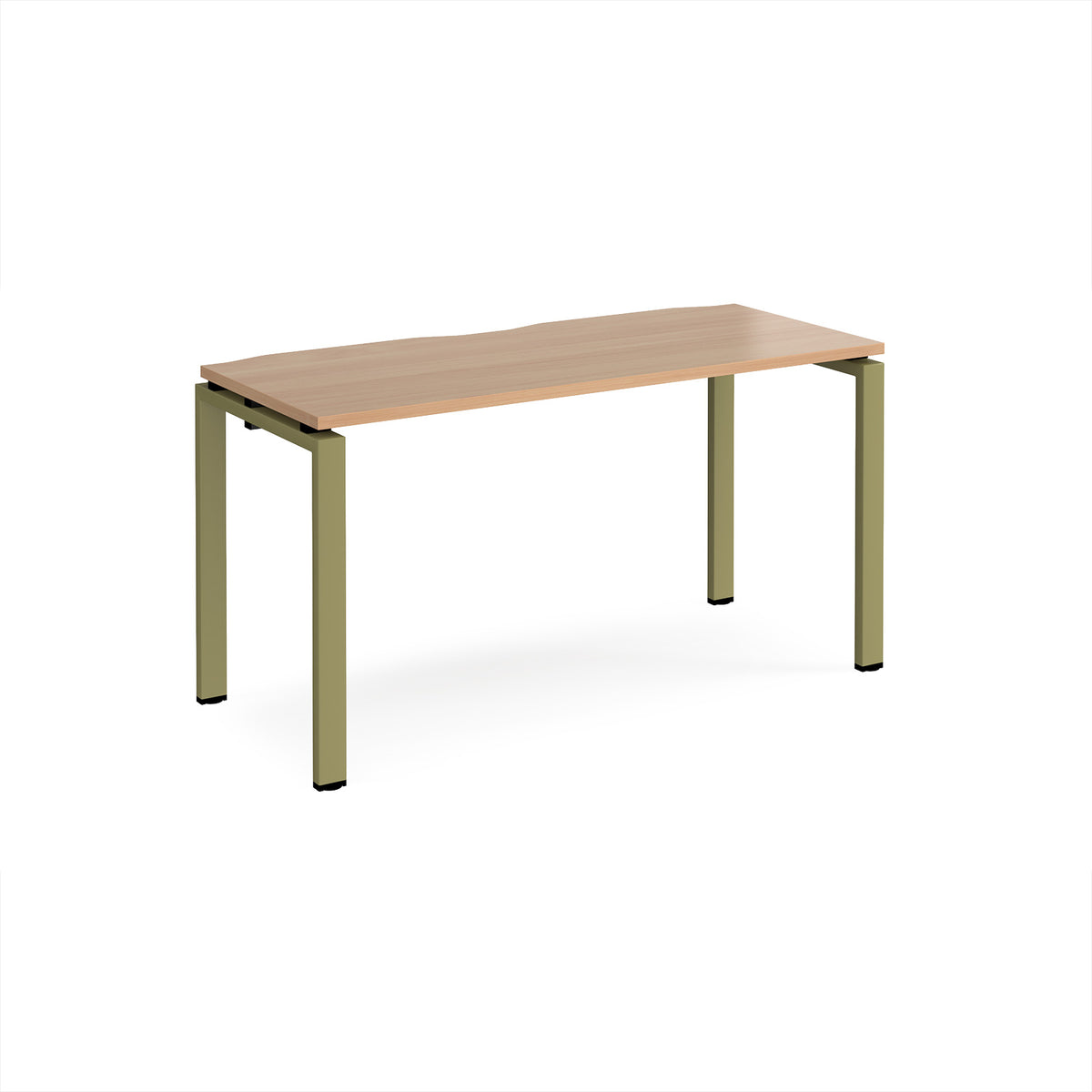 Adapt single desk 1400mm x 600mm - green frame, Beech top - view 1