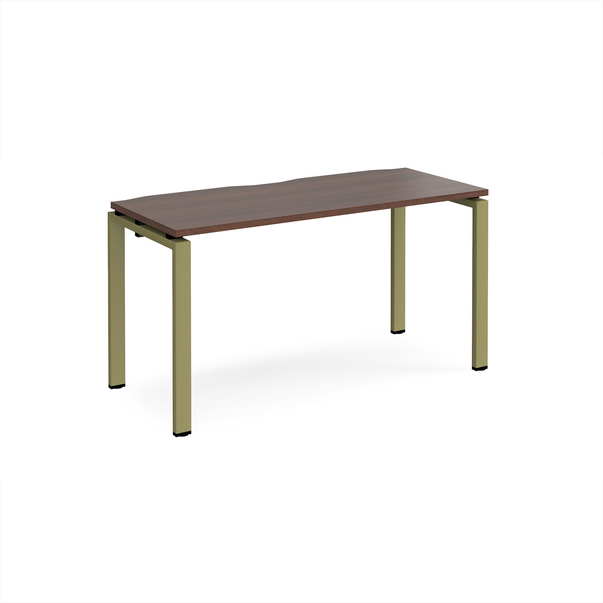 Adapt single desk 1400mm x 600mm - green frame, Walnut top - view 1