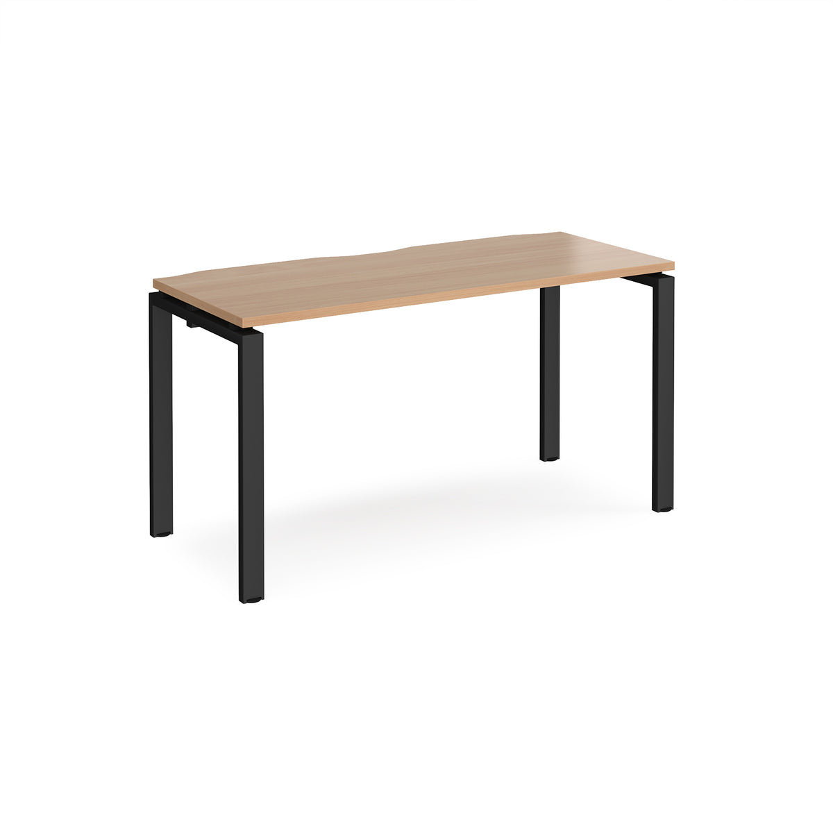 Adapt single desk 1400mm x 600mm - black frame, Beech top - view 1