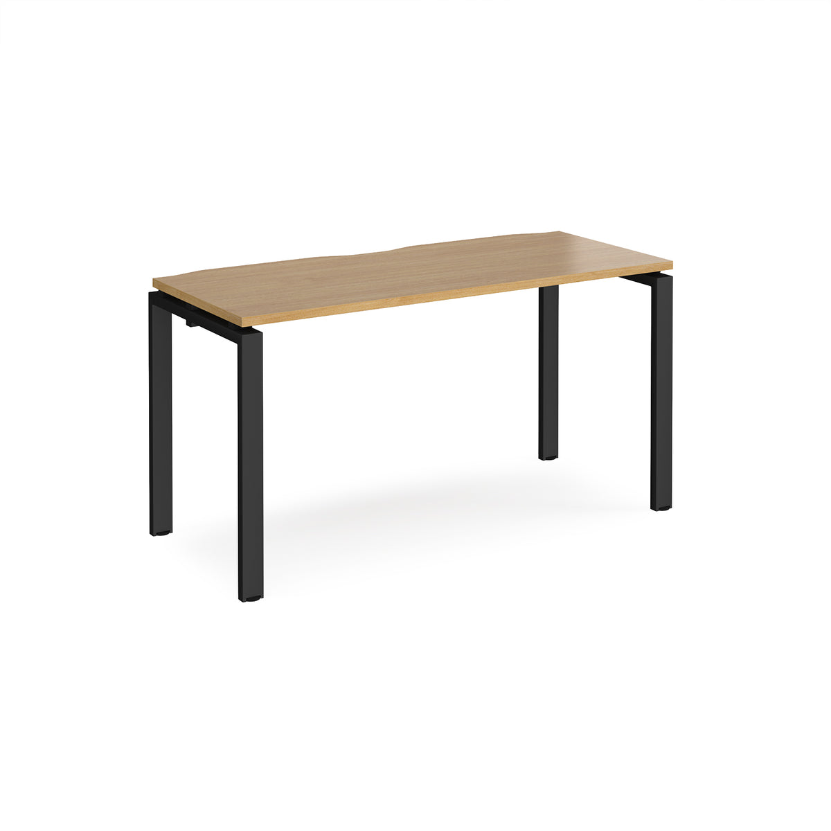 Adapt single desk 1400mm x 600mm - black frame, Oak Top - view 1
