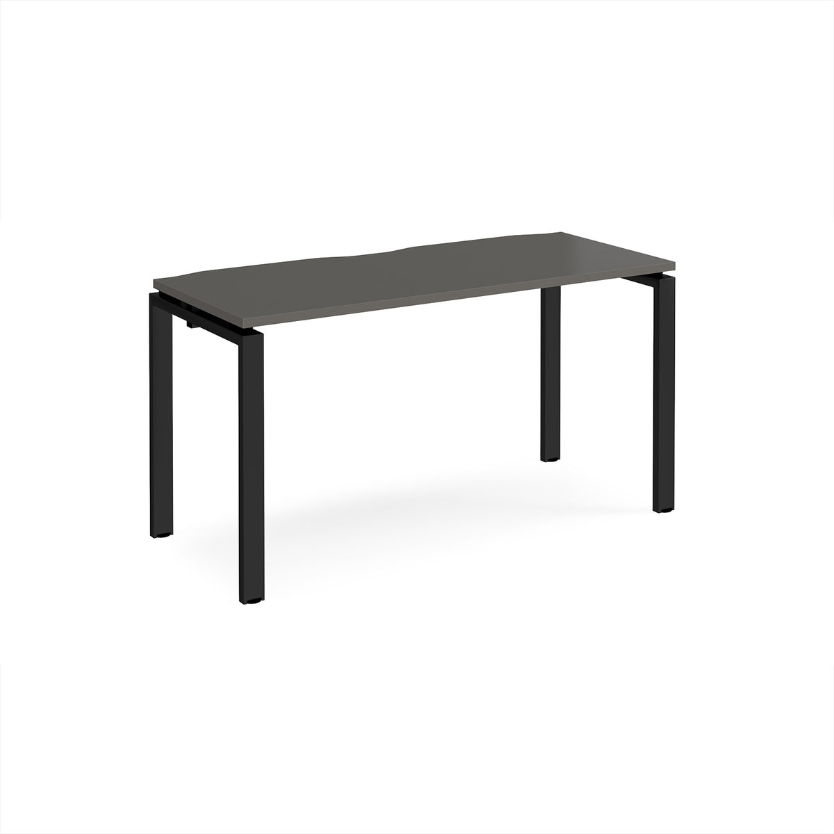 Adapt single desk 1400mm x 600mm - black frame, storm grey top - view 1